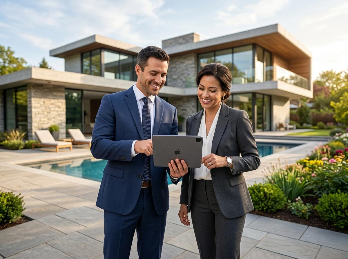 Two real estate professionals reviewing a property together